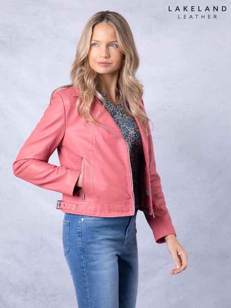 Lakeland Leather Pink Thornhill Leather Biker Jacket (F46038) | €285