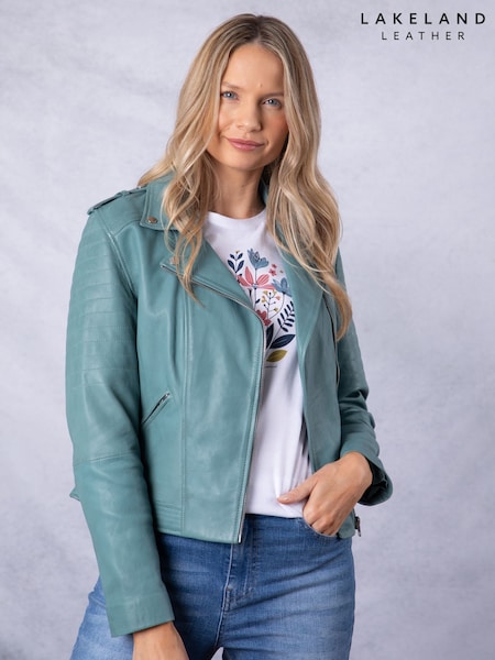 Lakeland Leather Blue Esthwaite Classic Biker Jacket (F46041) | €264