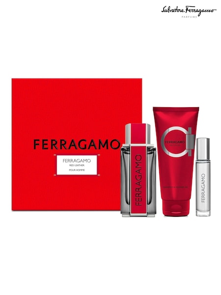 Salvatore Ferragamo Red Leather Eau de Parfum 100 ml Shower Gel 100ml & 10ml Travel Spray Gift Set (F46088) | €98