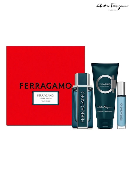 Salvatore Ferragamo Intense Leather Eau de Parfum 100 ml Shower Gel 100ml And 10ml Travel Spray Gift Set (F46089) | €98