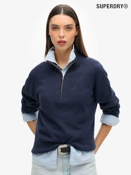 Superdry Blue Classic 100% Cotton Knit Half Zip Jumper (F46147) | 3,304 UAH