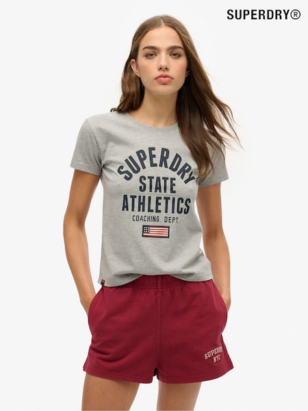 Superdry Grey 100% Cotton Athletic Graphic Fitted T-Shirt (F46149) | €35