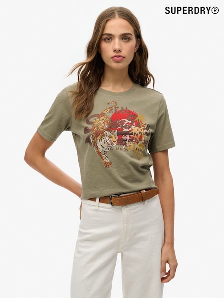 Superdry Green 100% Cotton Vintage Logo Tokyo Relaxed T-Shirt (F46158) | €37