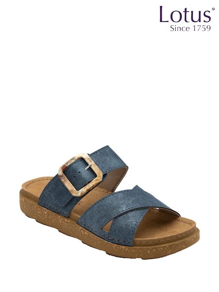 Lotus Blue Open Toe Mule Sandals (F46180) | ₪226
