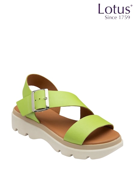 Lotus Green Leather Strappy Sandals (F46183) | ₪302