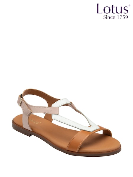 Lotus Nude Leather Flat Sandals (F46186) | ₪251
