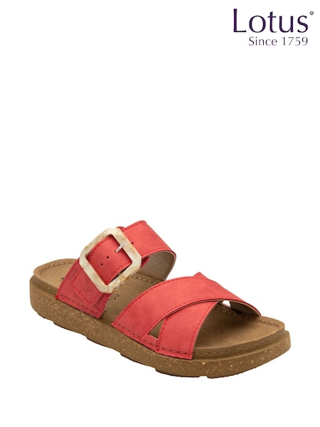 Lotus Red Open Toe Mule Sandals (F46187) | ₪226