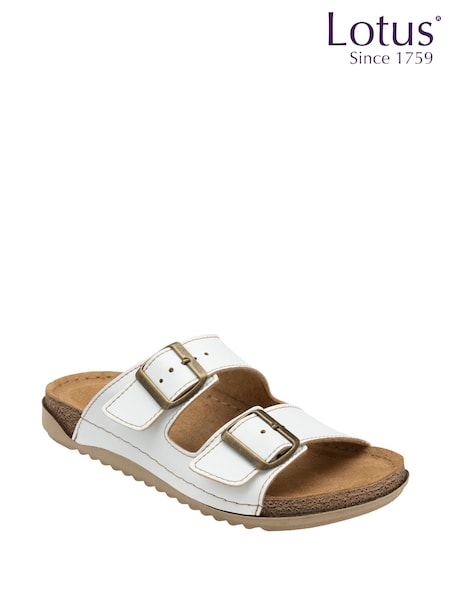 Lotus White Open Toe Mule Sandals (F46188) | €64