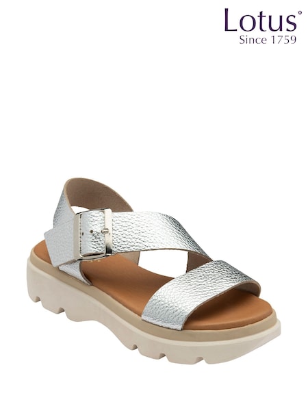 Lotus Silver Leather Strappy Sandals (F46191) | ₪302