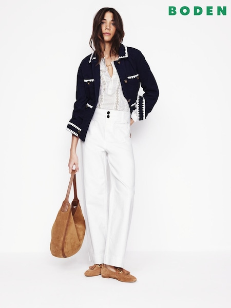 Boden White Primrose Patch Pocket Trousers (F46237) | ₪453