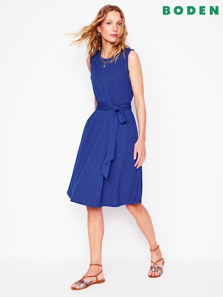 Boden Blue Mila Trim Short Jersey Dress (F46243) | AZN 150