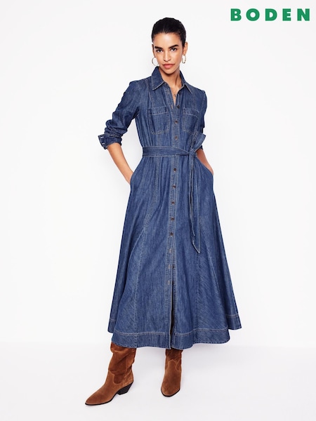 Boden Tess Denim Midi Shirt Dress (F46249) | ‏734‏₪