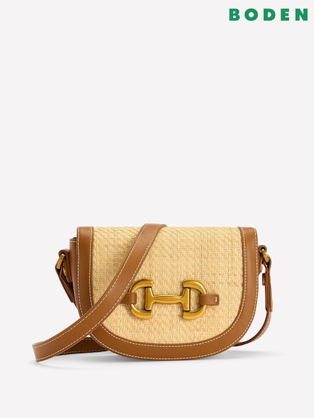 Boden Brown Raffia Snaffle Mini Satchel (F46282) | kr942