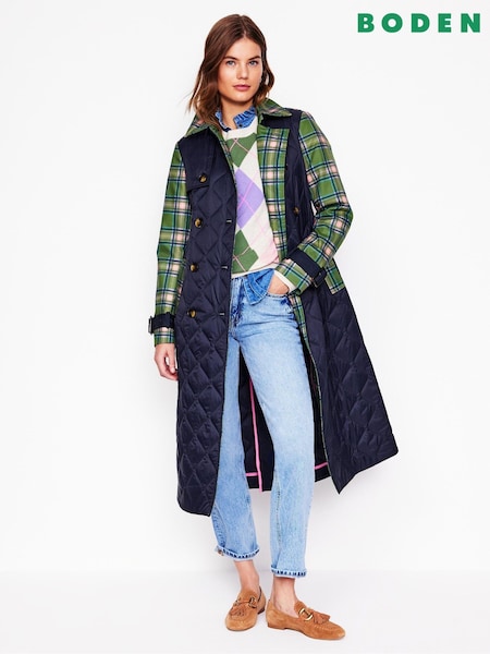 Boden Blue Quilted Trench Coat (F46294) | 16,222 UAH