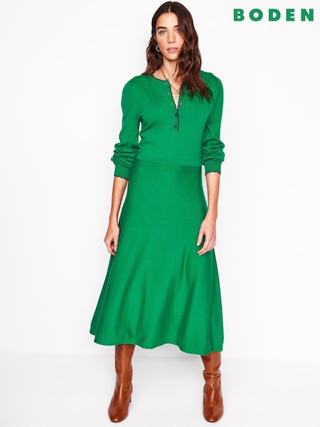 Boden Green Pru Scallop Trim Dress (F46305) | €193