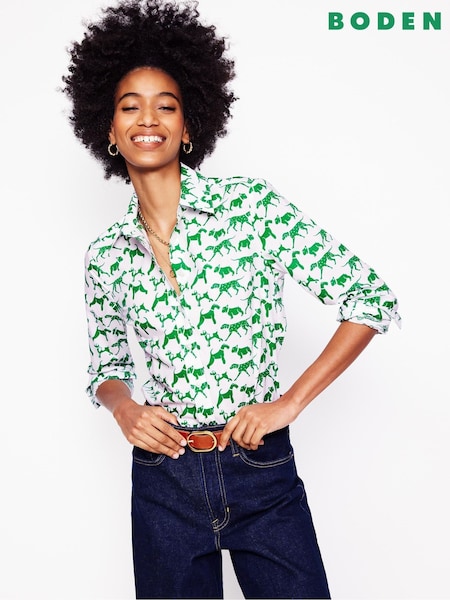 Boden White/Green Sienna Cotton Shirt (F46306) | 148 QAR