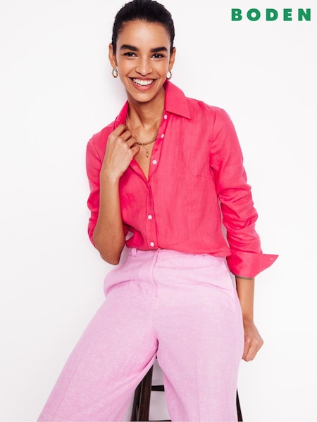 Boden Pink Sienna Linen Shirt (F46310) | $133