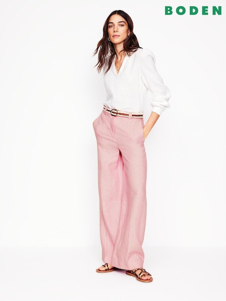 Boden Pink Westbourne Linen 100% Cotton Trousers (F46314) | €105