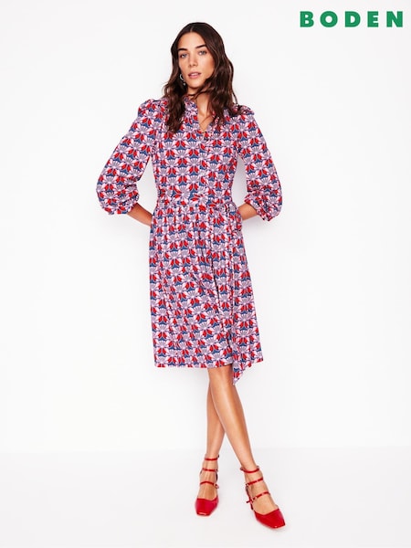 Boden Red Willow Frill Short Shirt Dress (F46319) | 213 QAR