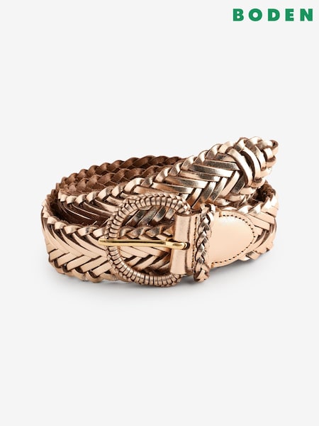 Boden Gold Woven Leather Belt (F46322) | AZN 191
