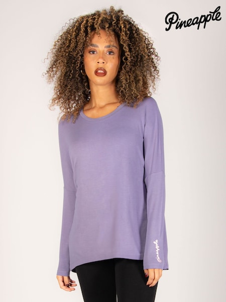 Violet - Pineapple Womens Script Mânecă lungă Top (F46399) | 186 LEI
