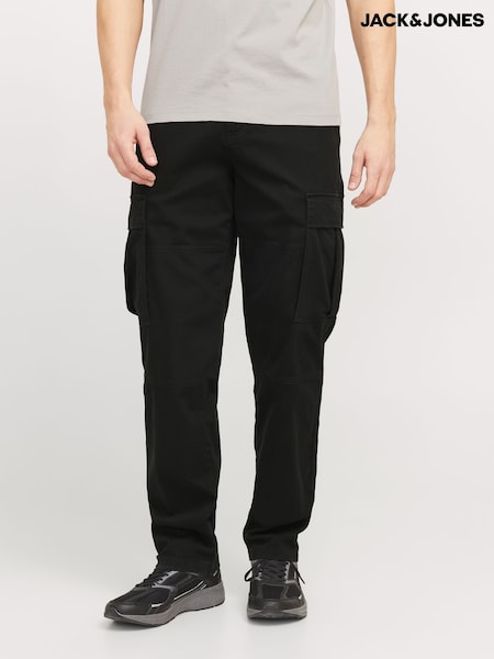 JACK & JONES Black Relaxed Fit Cargo Trousers (F46415) | $56