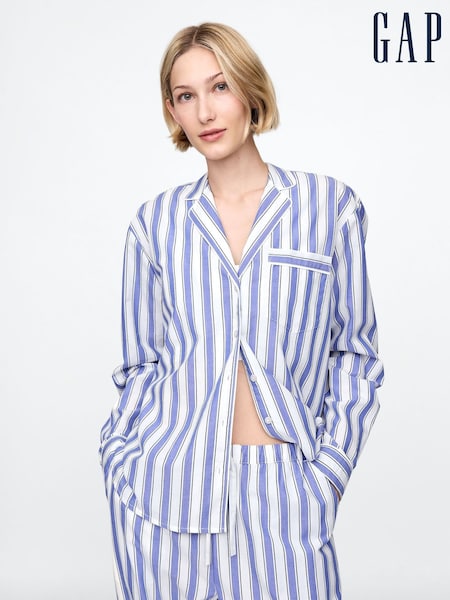 Blauw gestreept - Gap poplin pyjamashirt (F46428) | € 46