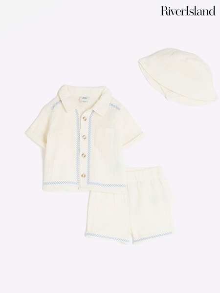 River Island Baby Boys 100% Cotton Cheesecloth Shirt Set (F46482) | ‏121‏₪