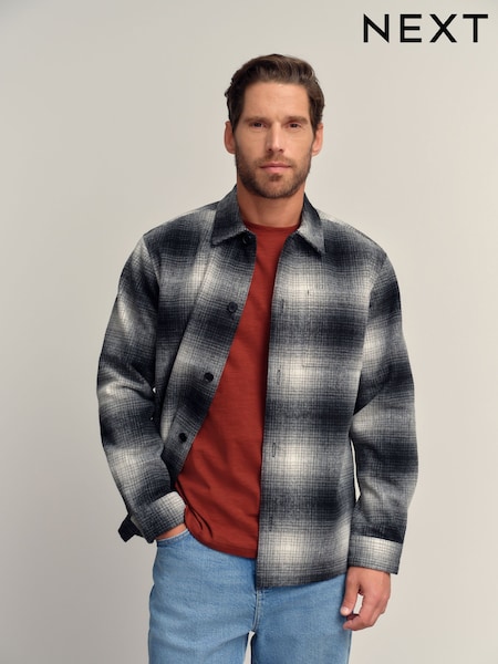أسود وأبيض - Ombre Check Shacket (F46498) | ‏238 ر.ق.
