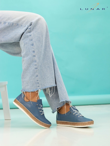 Lunar Blue Evie Mid Leather Plimsoll Shoes (F46626) | €60
