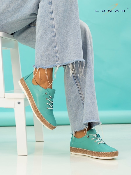 Lunar Blue Evie Turquoise Leather Plimsoll Shoes (F46627) | € 59