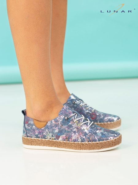 Lunar Blue Iva Leather Plimsoll Shoes (F46643) | ₪251