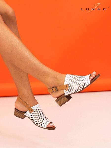 Lunar Jessica Slingback Leather White Sandals (F46651) | €83