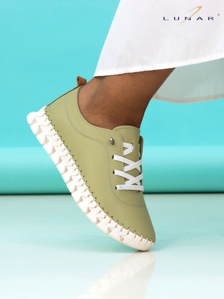 Lunar Green St Austell Plimsoll Leather Shoes (F46673) | AED349