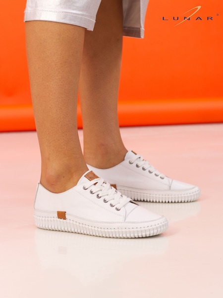 Lunar Truffle II Leather Plimsoll White Shoes (F46772) | SGD 106