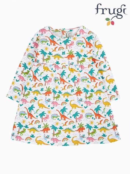 Rochie Frugi Alb dinozaur - Girls' Dresses (F46802) | 194 LEI - 223 LEI