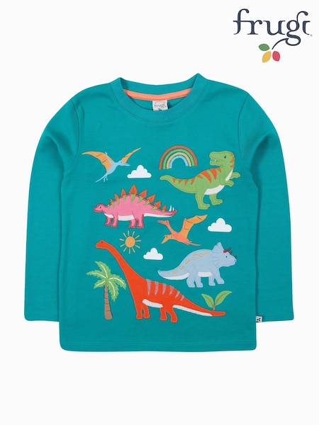 Frugi Verde dinozaur Applique Top - Kids' Clothing (F46808) | 149 LEI - 179 LEI
