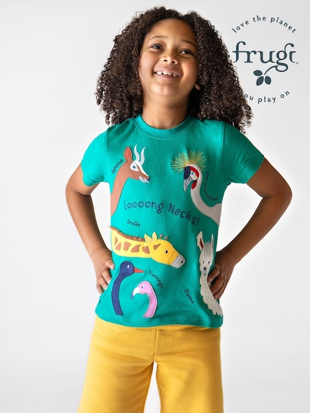 Зелений - Frugi червоний Carsen Applique футболки - Дитячий топ (F46820) | 1 322 грн - 1 442 грн