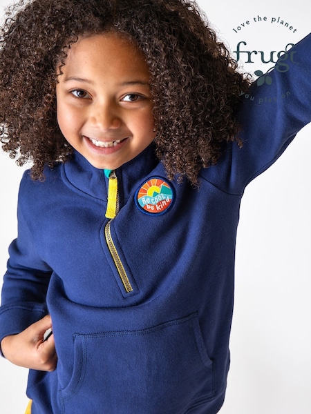 Frugi Blue Handy Half Zip 100% Organic Cotton Sweatshirt (F46824) | R$ 375 - R$ 395