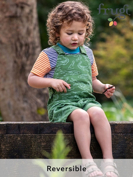 Frugi Green Rocky Reversible 100% Organic Cotton Dungarees (F46844) | €48 - €50