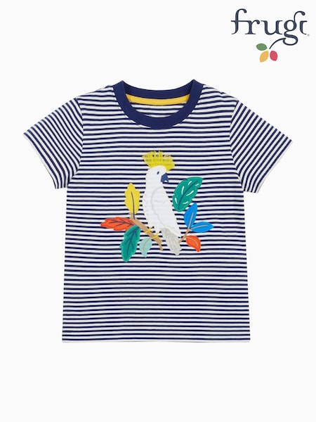 Frugi Blue Elijah Appliqué 100% Organic Cotton T-Shirt (F46850) | €28 - €31
