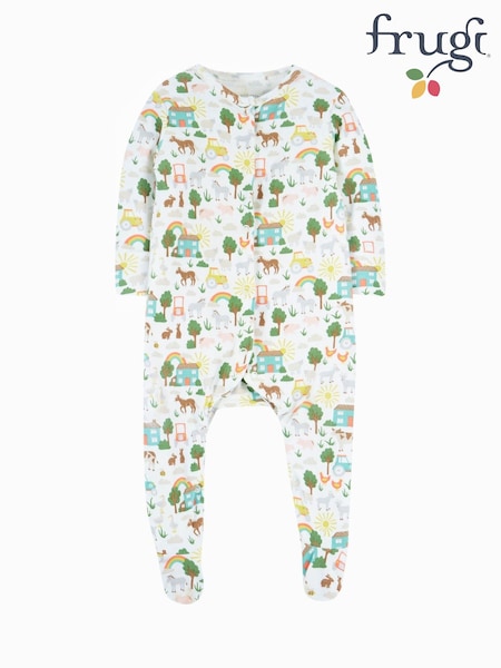 Blanco/dorado - Frugi White Dinosaur Sleepsuit - Baby Clothing (F46854) | 31 €