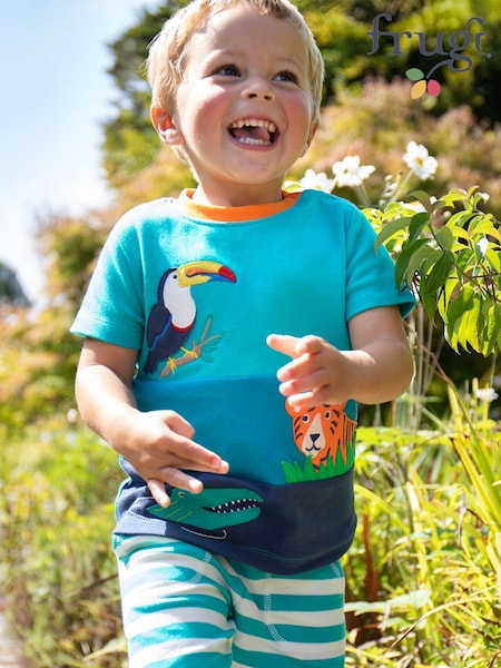 Frugi Blue Alda Collared Non Appliqué 100% Organic Cotton T-Shirt (F46859) | €26 - €29