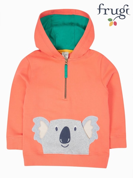 Frugi Orange Hadley Half Zip 100% Organic Cotton Hoodie (F46861) | ‏191‏₪ - ‏211‏ ₪