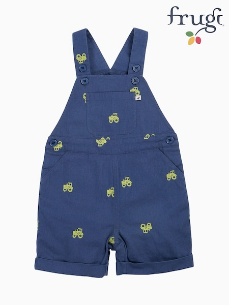 Frugi Blue Elio 100% Organic Cotton Short Dungarees (F46881) | 45 € - 48 €