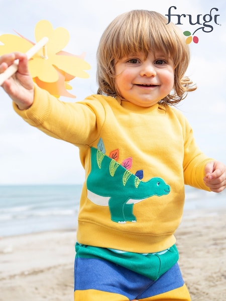 Frugi Yellow Dinosaur Easy On Jumper Sweatshirt (F46903) | €42 - €48