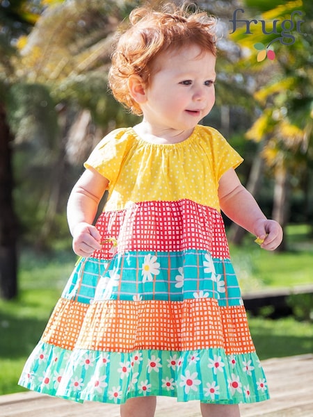 Frugi Blue Kids Rainbow Dorothy Twirly 100% Organic Cotton Dress (F46906) | R$ 315 - R$ 355