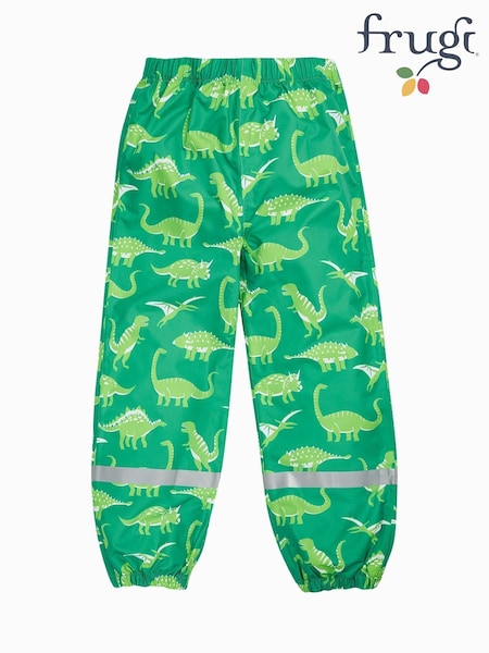 Зеленый - Frugi Green Dinosaur Waterproof Printed Trousers (F46911) | €40 - €42