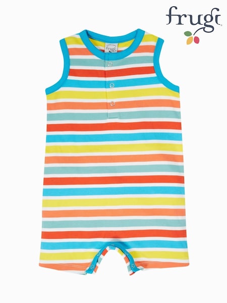 Frugi Blue Rainbow Dune 100% Organic Cotton Romper (F46920) | 28 € - 31 €