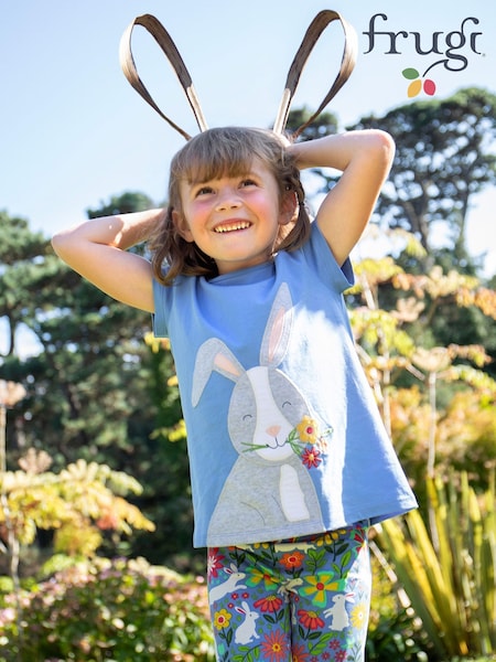 Frugi Blue Cassia Appliqué 100% Organic Cotton T-shirt (F46921) | €32 - €35